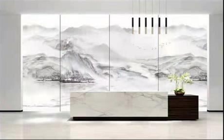 前台岩板背景墙装修效果